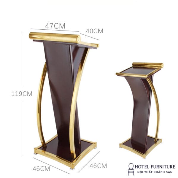 Bục phát biểu inox mạ vàng
