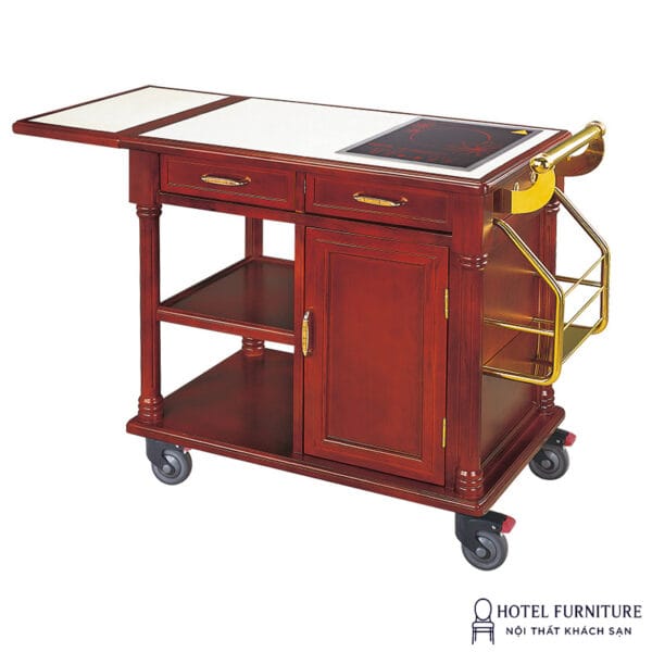 Xe đẩy phục vụ kèm bếp điện từ nấu ăn di động C-56B